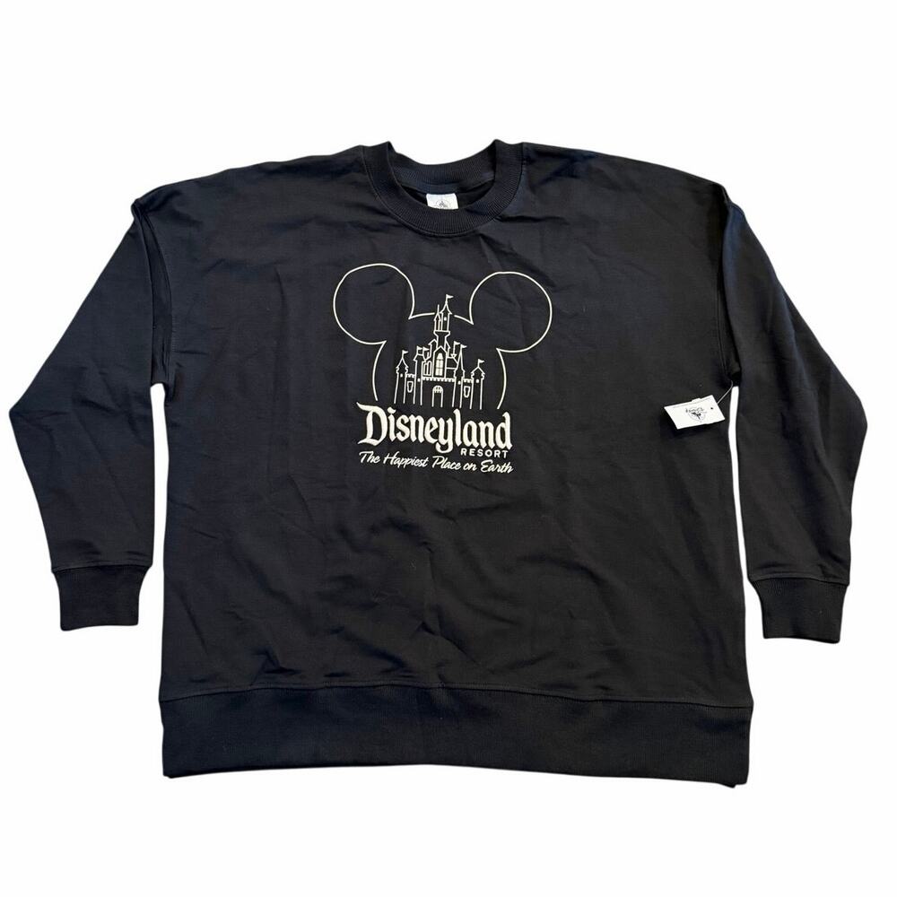 NWT Disneyland The Happiest Place On Earth Black Sweatshirt 2026 Size: Large